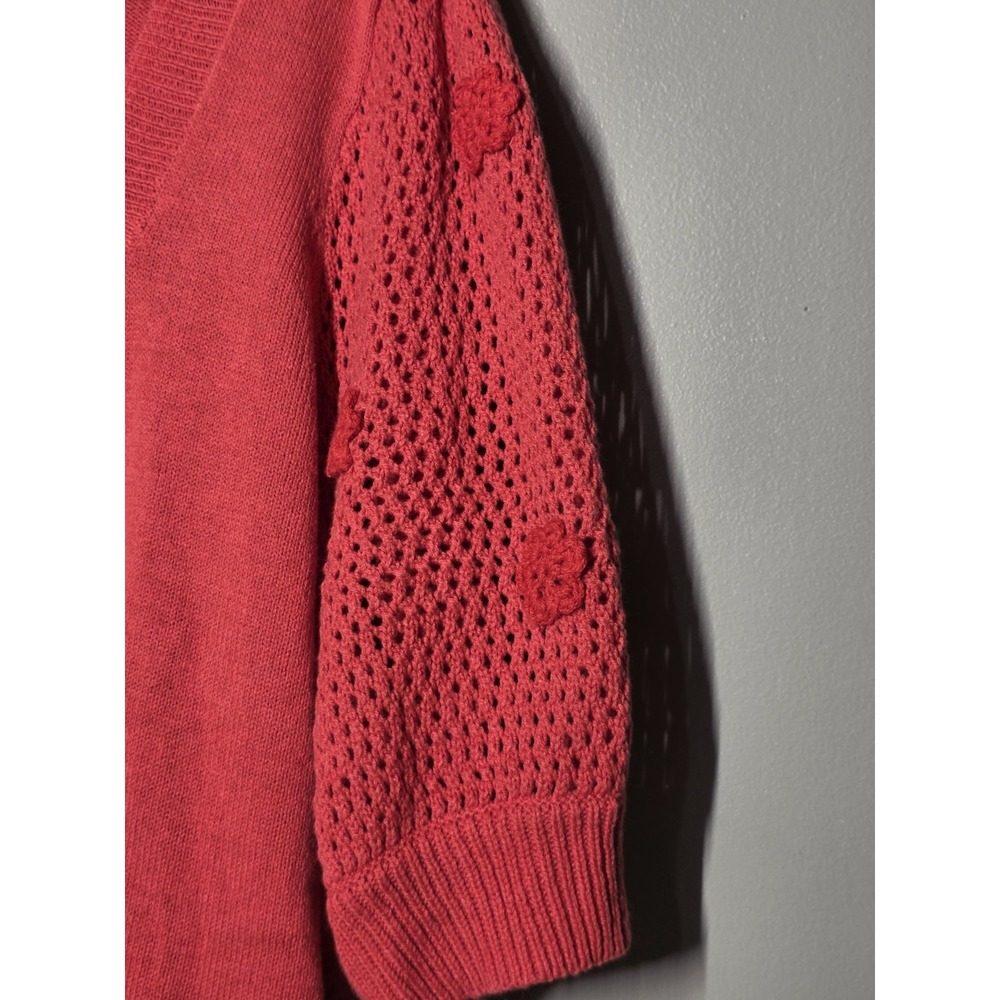Candace Cameron Bure Cozy Relaxed Short Sleeve Sweater Coral Size 3X - Picture 5 of 8